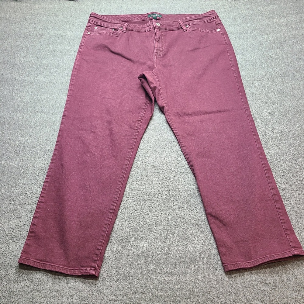 Lauren Ralph Lauren Jeans Women 20W‎ Burgundy Excellent Straight Leg Stretch